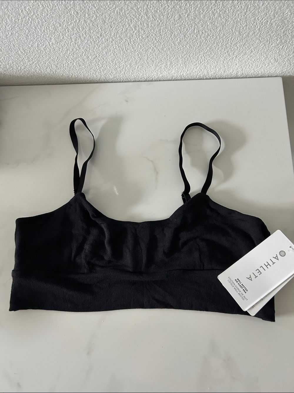 Athleta Black well rested rib sleep bra NWT